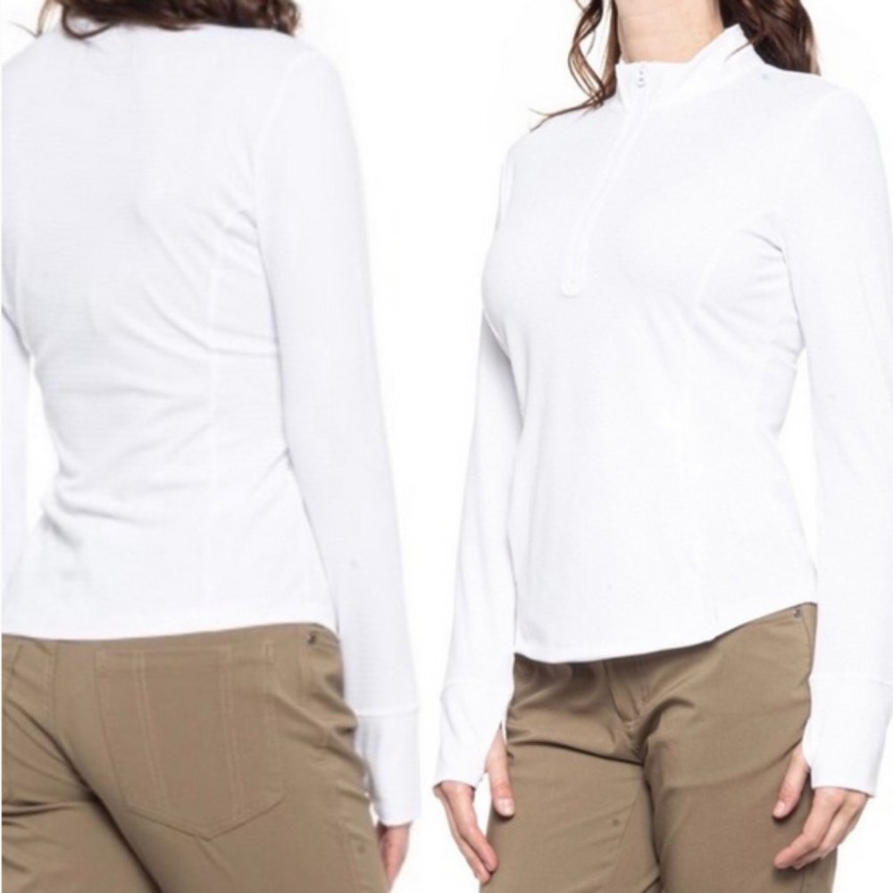 Tommy Bahama Quarter Zip Long Sleeve Golf Shirt UPF 50 White Size M NWT - Picture 2 of 7